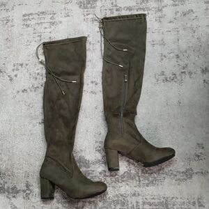 WMNS Nature Breeze Olive Green Suede Thigh High Boots
